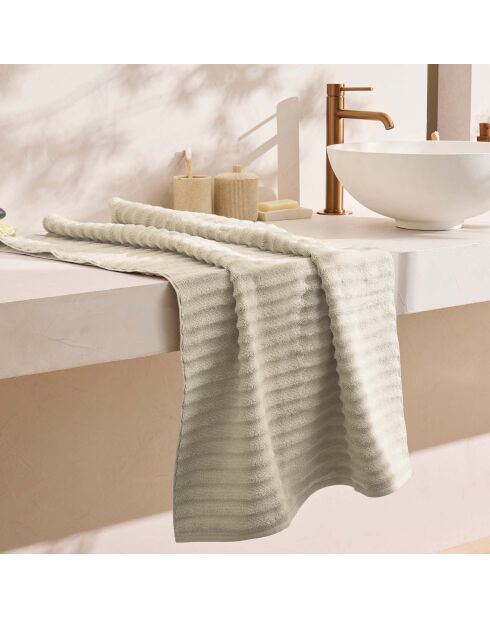 Drap de douche Maya en coton, éponge unie taupe - 70x130 cm