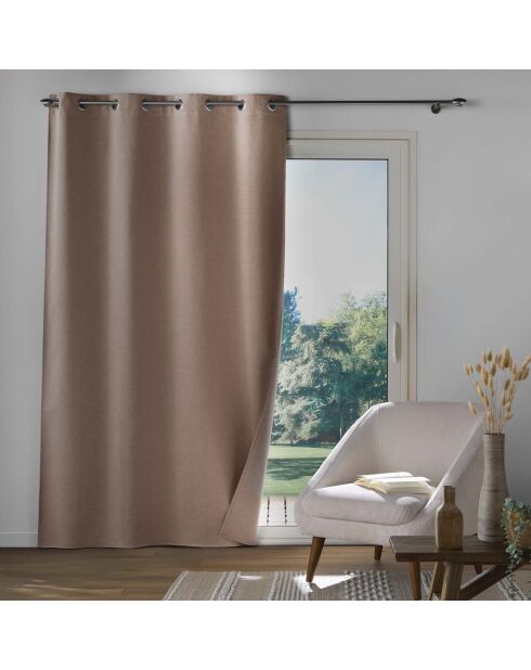 Occultiss Ösenvorhang, Chambray, Verdunkelung, einfarbig, haselnussbraun, 135 x 260 cm