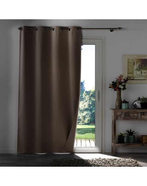 Occultiss Ösenvorhang, Chambray, Verdunkelung, einfarbig, haselnussbraun, 135 x 260 cm