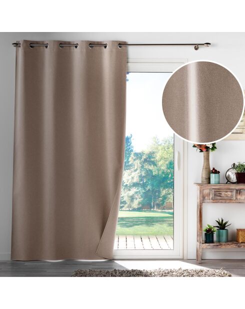 Occultiss Ösenvorhang, Chambray, Verdunkelung, einfarbig, haselnussbraun, 135 x 260 cm