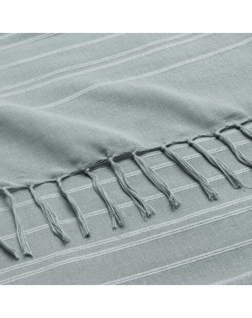 Tela escocesa con flecos Lilia en algodón salvia - 240x260 cm