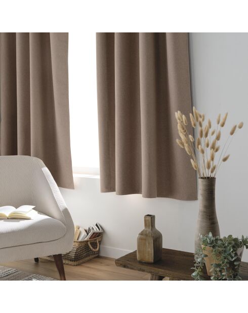 Occultiss Ösenvorhang, Chambray, Verdunkelung, einfarbig, haselnussbraun, 135 x 180 cm