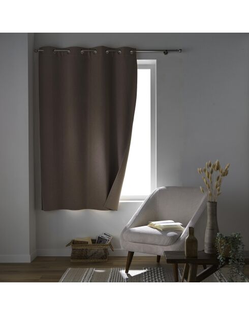 Occultiss Ösenvorhang, Chambray, Verdunkelung, einfarbig, haselnussbraun, 135 x 180 cm