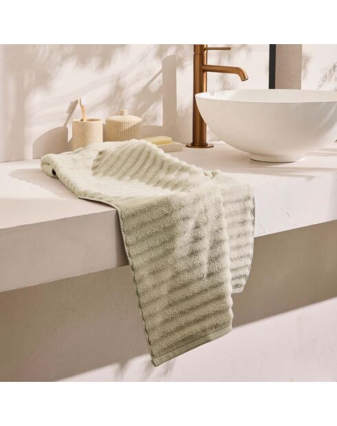 Serviette de toilette en coton, éponge unie Maya taupe - 50x90 cm