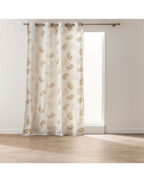 Cortina Isadora con ojales, polialgodón, estampado ocre metalizado, 140 x 240 cm