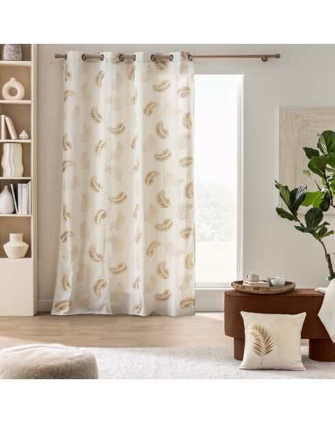 Cortina Isadora con ojales, polialgodón, estampado ocre metalizado, 140 x 240 cm