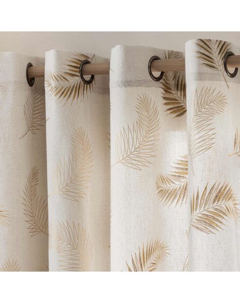 Cortina Isadora con ojales, polialgodón, estampado ocre metalizado, 140 x 240 cm