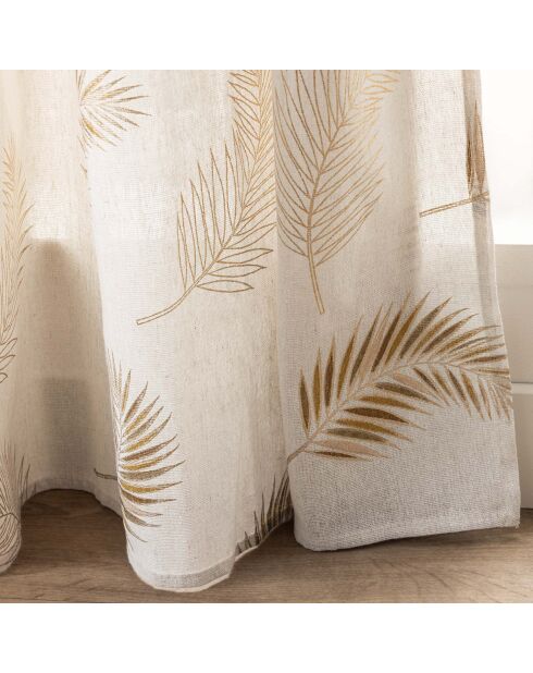 Cortina Isadora con ojales, polialgodón, estampado ocre metalizado, 140 x 240 cm