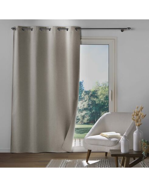 Tenda con occhielli Occuless, in lino liscio chambray oscurante - 135x260 cm