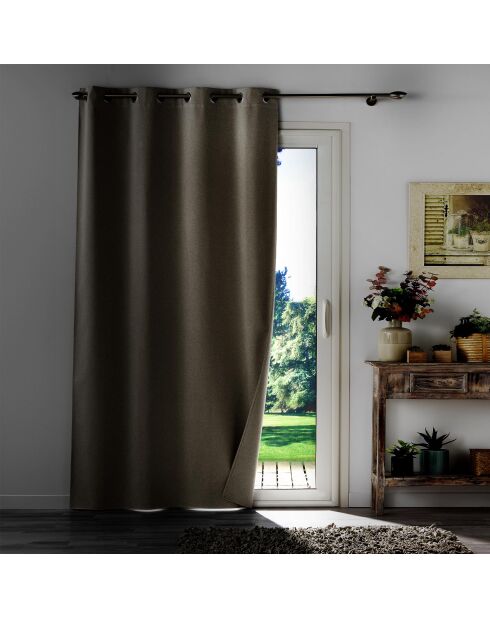 Tenda con occhielli Occuless, in lino liscio chambray oscurante - 135x260 cm