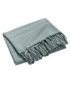 Plaid Lilia con frange in cotone color salvia - 180x220 cm