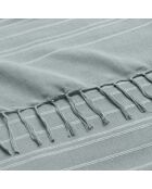 Plaid Lilia con frange in cotone color salvia - 180x220 cm