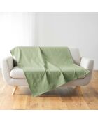 Lucile plaid van polykatoen in effen salie - 220x240 cm