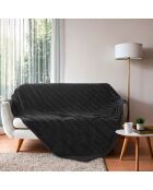 Arya Schwarzes Plaid (180 x 220 cm), Flanellrelief