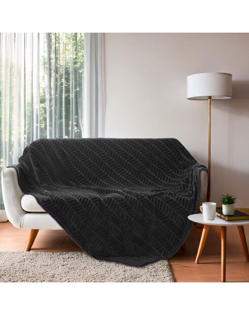 Arya Schwarzes Plaid (180 x 220 cm), Flanellrelief