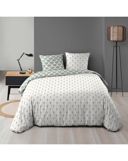 Parure housse de couette microfibre réversible Diane blanche