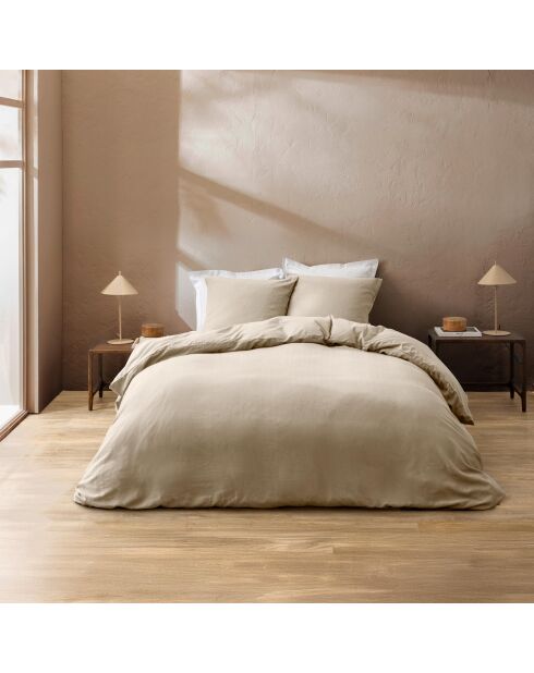 Bettbezug-Set Clara mit natürlichem, schlichtem Reliefmuster
