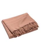 Plaid Lilia aus mokkafarbenem Baumwollstoff mit Fransen - 240x260 cm