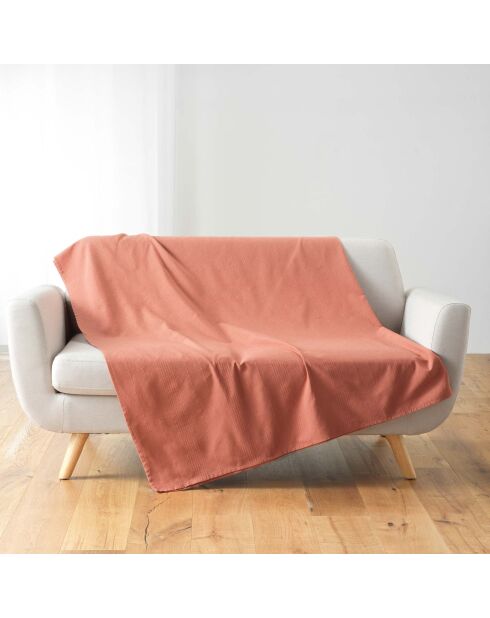 Plaid Lucile in policotone liscio Marsala - 220x240 cm