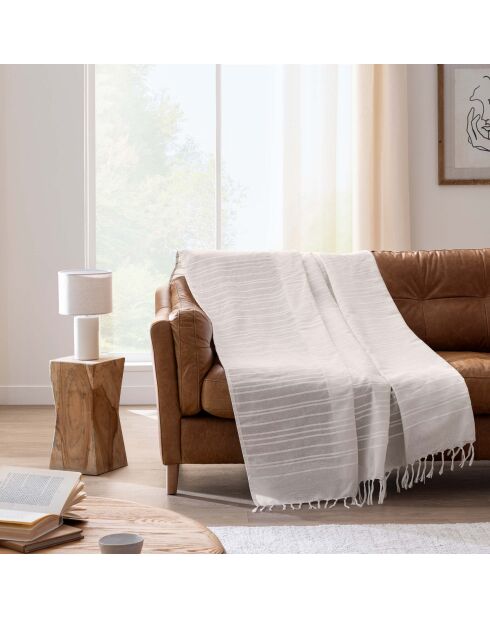 Plaid con frange Lilia in cotone naturale - 180x220 cm