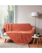 Coperta in terracotta Arya (180 x 220 cm), flanella a rilievo