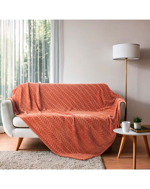 Arya Terrakotta-Decke (180 x 220 cm), Reliefflanell