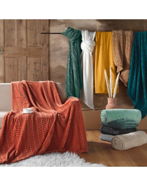 Arya Terrakotta-Decke (180 x 220 cm), Reliefflanell