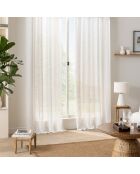 Schleier Nemo mit Ösen, Leineneffekt, gewebt mit weißen Schnittfäden, 140 x 280 cm