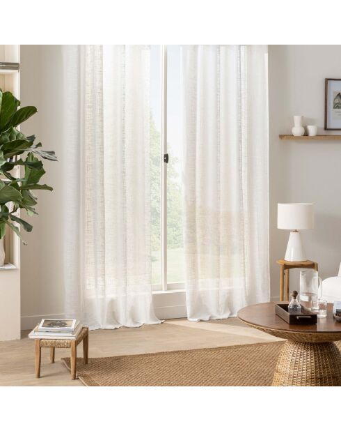 Schleier Nemo mit Ösen, Leineneffekt, gewebt mit weißen Schnittfäden, 140 x 280 cm