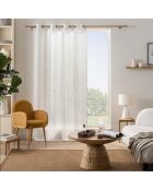 Schleier Nemo mit Ösen, Leineneffekt, gewebt mit weißen Schnittfäden, 140 x 280 cm