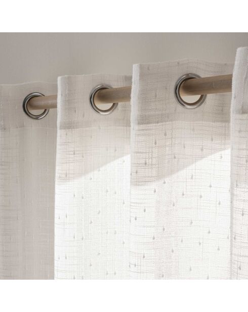 Schleier Nemo mit Ösen, Leineneffekt, gewebt mit weißen Schnittfäden, 140 x 280 cm