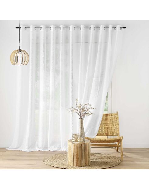 Haltona XXL-Schleier mit großen Ösen, weißer Leineneffekt, 400 x 240 cm