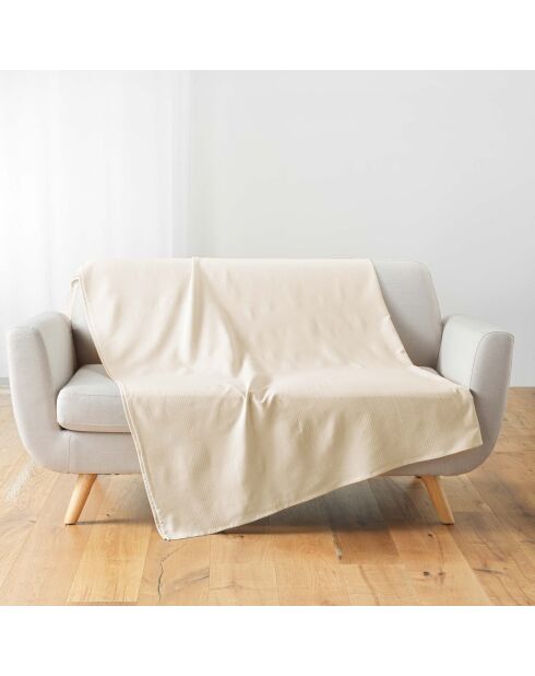 Plaid Lucile in policotone naturale liscio - 220x240 cm