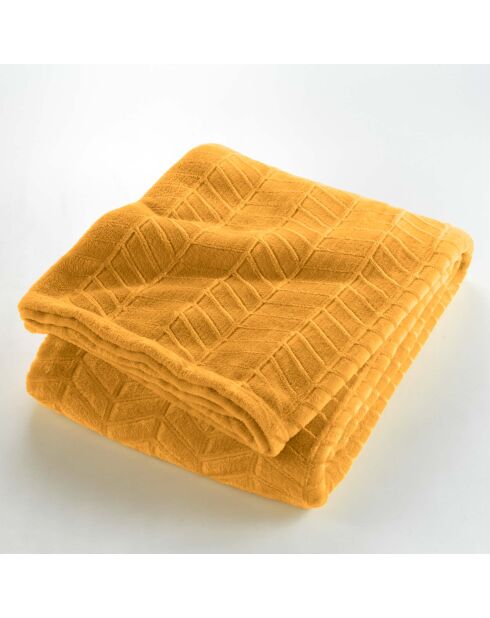 Arya, weiches kariertes Flanellrelief, einfarbig, ocker - 180x220 cm