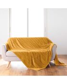 Arya, weiches kariertes Flanellrelief, einfarbig, ocker - 180x220 cm