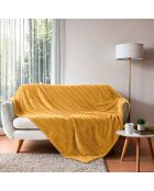 Arya, weiches kariertes Flanellrelief, einfarbig, ocker - 180x220 cm