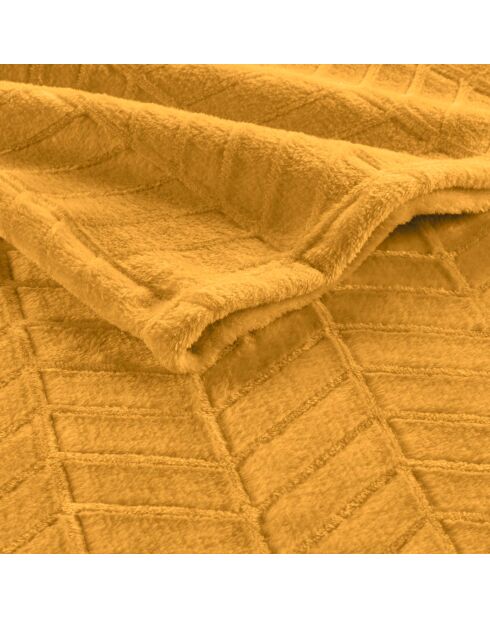 Arya, weiches kariertes Flanellrelief, einfarbig, ocker - 180x220 cm