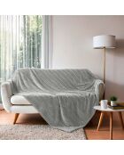 Grijze plaid Arya (180 x 220 cm), flanellen reliëf