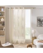 Velo con occhielli Sanya, effetto lino intrecciato a righe naturali - 140x280 cm