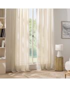 Velo con occhielli Sanya, effetto lino intrecciato a righe naturali - 140x280 cm