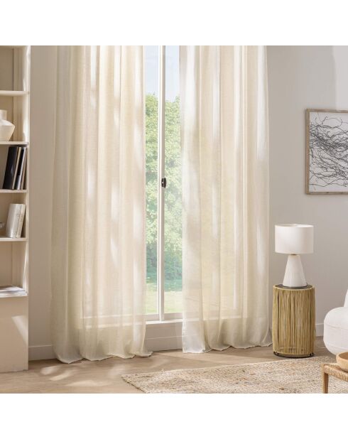 Velo con occhielli Sanya, effetto lino intrecciato a righe naturali - 140x280 cm