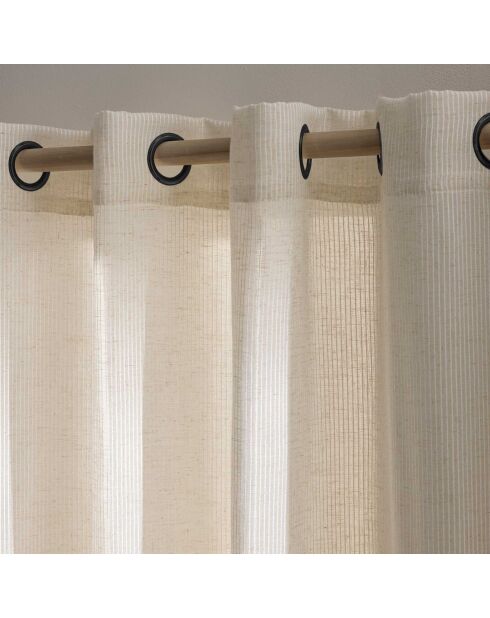 Velo con occhielli Sanya, effetto lino intrecciato a righe naturali - 140x280 cm