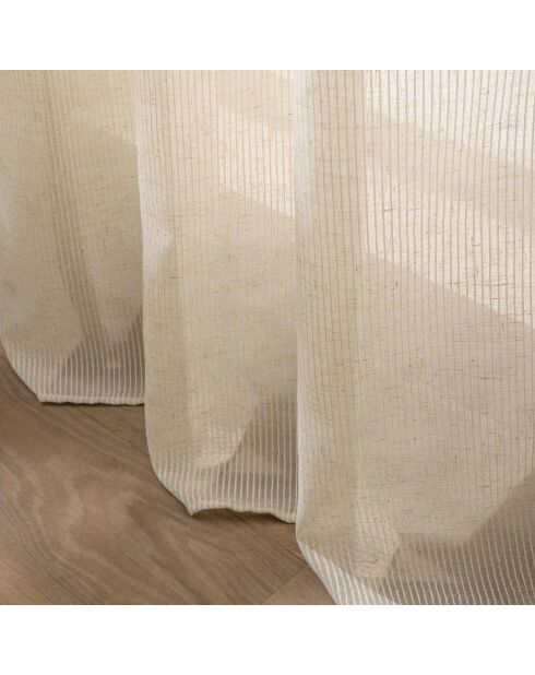 Velo con occhielli Sanya, effetto lino intrecciato a righe naturali - 140x280 cm