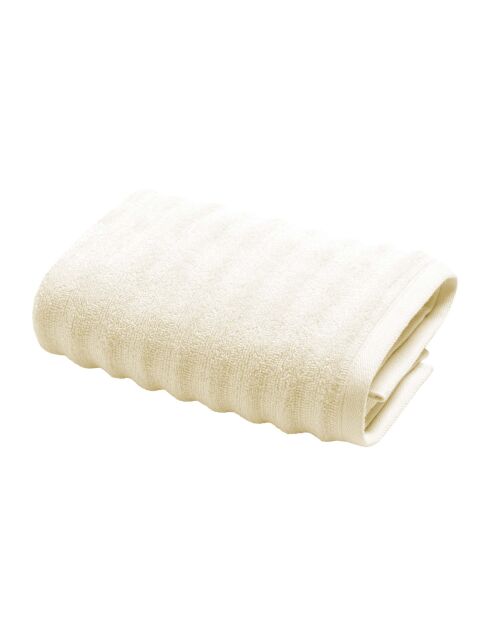 Serviette de toilette en coton, éponge unie Maya ivoire - 50x90 cm