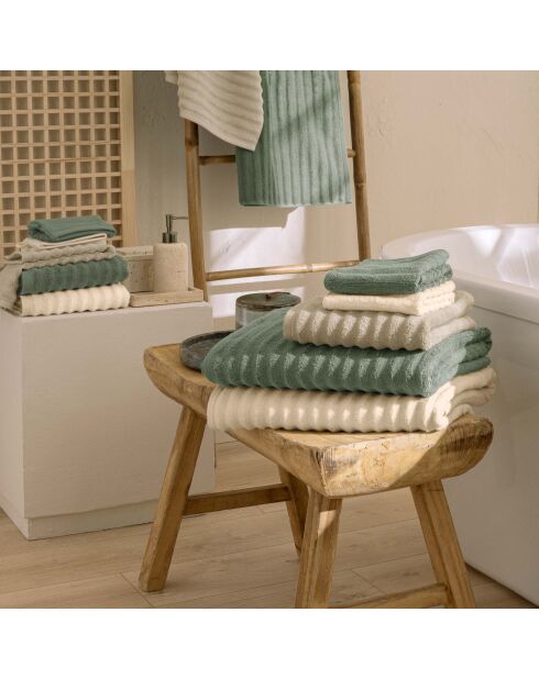 Serviette de toilette en coton, éponge unie Maya ivoire - 50x90 cm