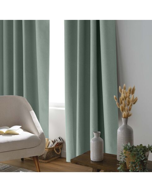 Occuless Verdunkelungsgardine mit Ösen, Chambray, einfarbig, 135 x 260 cm