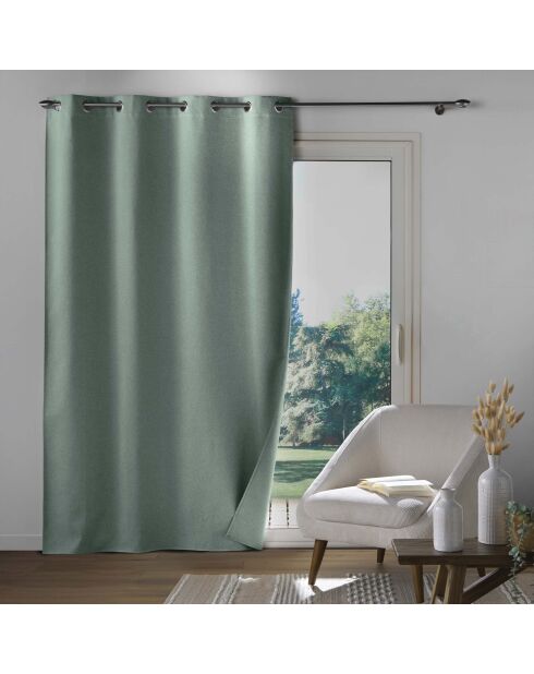 Occuless Verdunkelungsgardine mit Ösen, Chambray, einfarbig, 135 x 260 cm