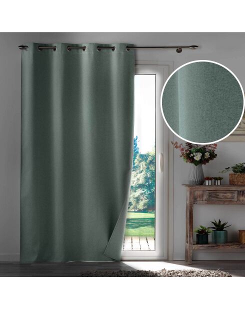 Occuless Verdunkelungsgardine mit Ösen, Chambray, einfarbig, 135 x 260 cm