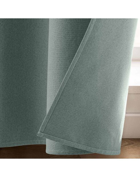 Tenda con occhielli Occuless in chambray oscurante in cedro liscio - 135x260 cm