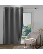 Cortina occuless con ojales, opaca, cambray, lisa, antracita, 135 x 260 cm